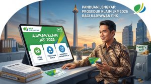 Ilustrasi Prosedur Klaim Jaminan Kehilangan Pekerjaan JKP 2026 bagi Karyawan PHK melalui aplikasi digital BPJS Ketenagakerjaan