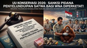 Ilustrasi penegakan hukum mengenai sanksi pidana penyelundupan satwa liar bagi WNA menurut UU Konservasi di bandara internasional