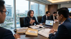 Analisis Tanggung Jawab Hukum Holding Company terhadap Anak Perusahaan Pailit dalam diskusi hukum strategis yang dihadiri oleh praktisi hukum, menampilkan referensi UU No. 40/2007 dan UU No. 37/2004