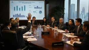 Ilustrasi rapat umum pemegang saham untuk proses buyback saham dissentient RUPS secara transparan