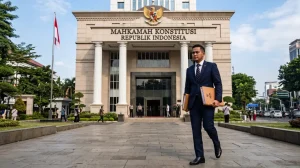 Praktisi hukum menuju gedung Mahkamah Konstitusi untuk mengajukan pengujian undang-undang