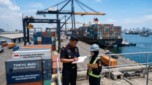 Aktivitas bongkar muat kontainer impor Jepang yang menerapkan bea masuk preferensi IJEPA di pelabuhan Indonesia