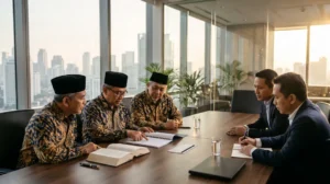 Rapat Dewan Pengawas Syariah PT bersama direksi meninjau dokumen kepatuhan syariah perseroan pasca Putusan MK